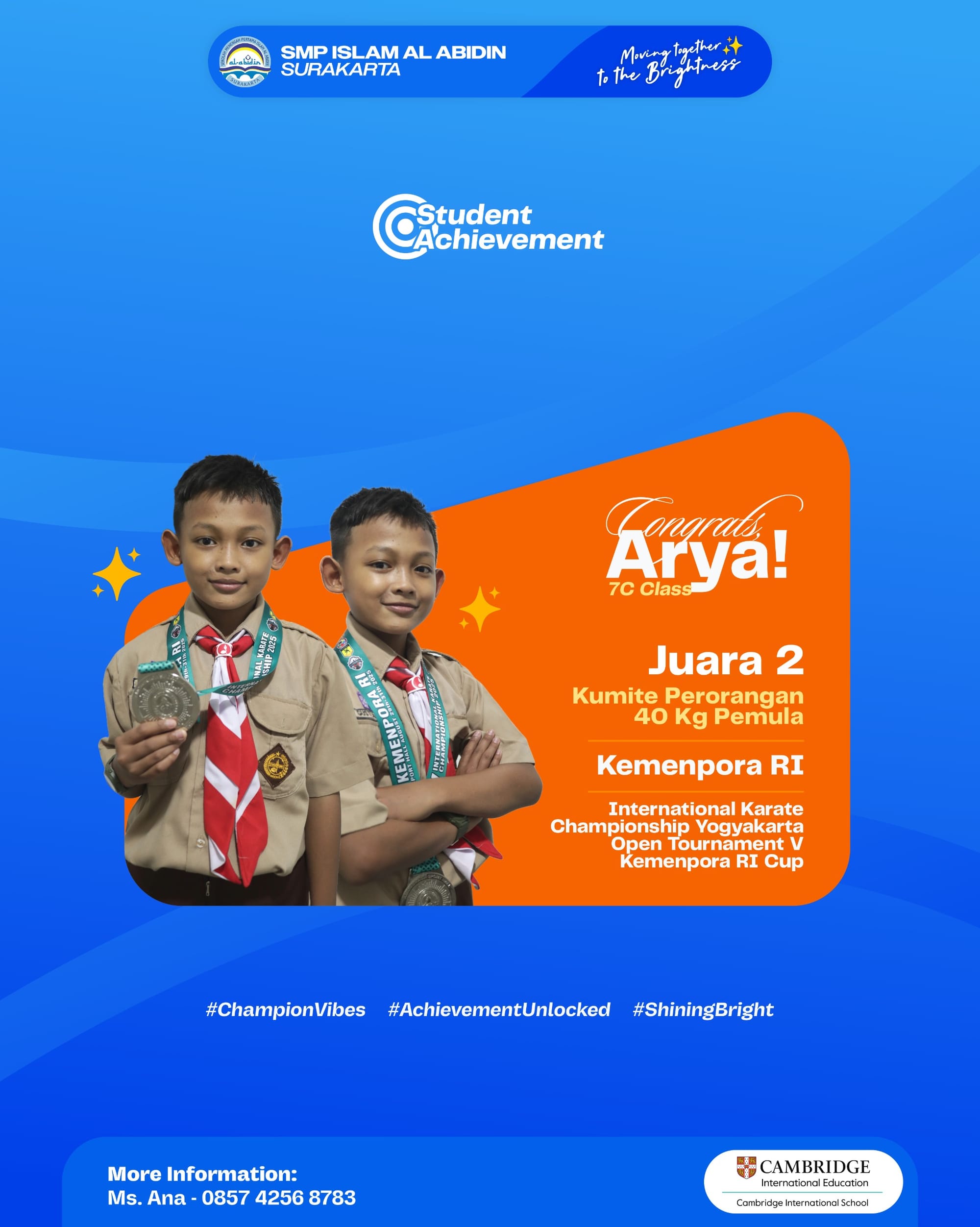 Juara 2 Kumite Perorangan 40 Kg Pemula - International Karate Championship Yogyakarta Open Tournament V Kemenpora RI Cup